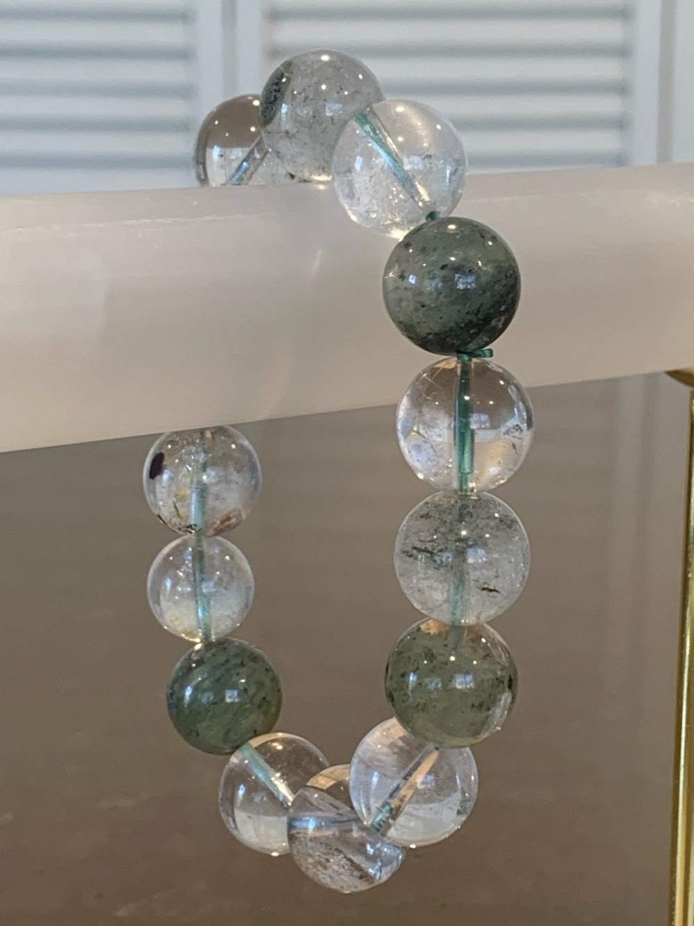 12mm Natural Garden Quartz Stretch Bead Bracelet - Picture 3 of 11